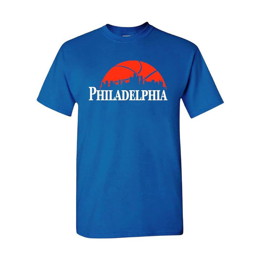 Philadelphia Basketball Team Cityscape Skyline Men's Apparel for Basketball Fans