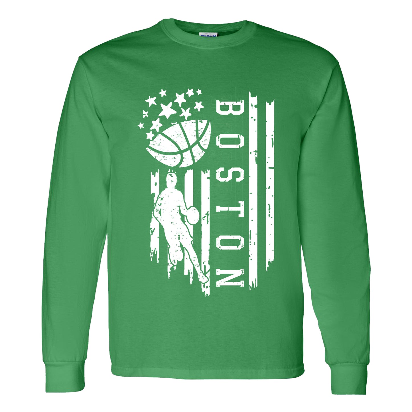 Boston Distressed American Flag Graphic Shirt For Basketball Sports Fan