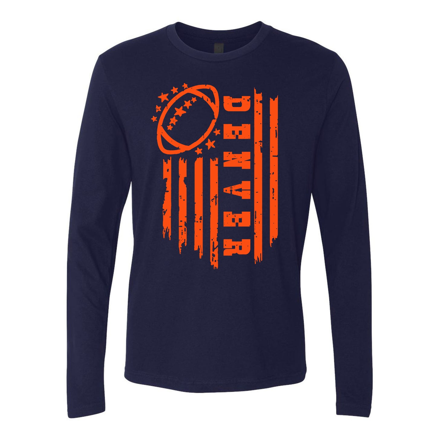 Denver Football Game Day Tee Navy & Orange Flag