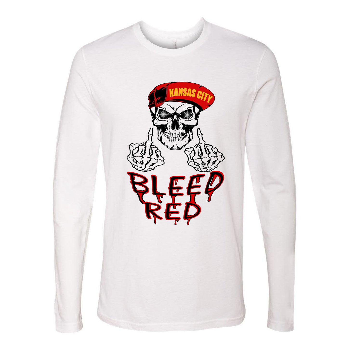 Kansas City Football Fans Bleed Red and Gold Skull Collection