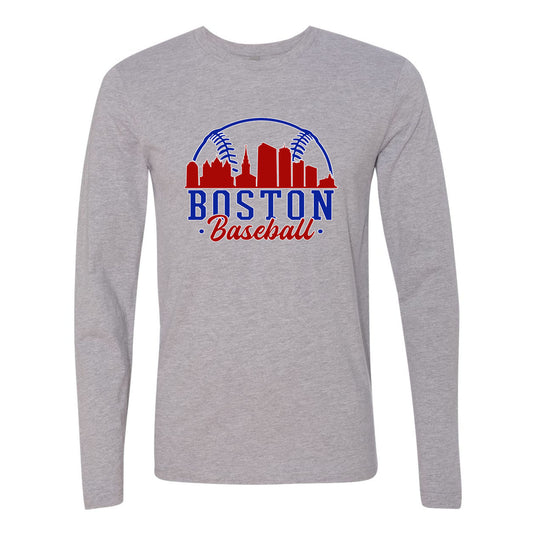 Boston Baseball Gear Cityscape Skyline Men's Apparel for Baseball Fans