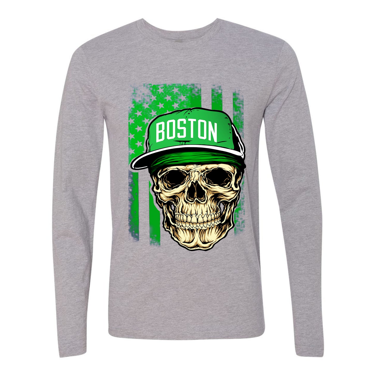 Boston Basketball Team Skull Green Flag Sports Fan Apparel