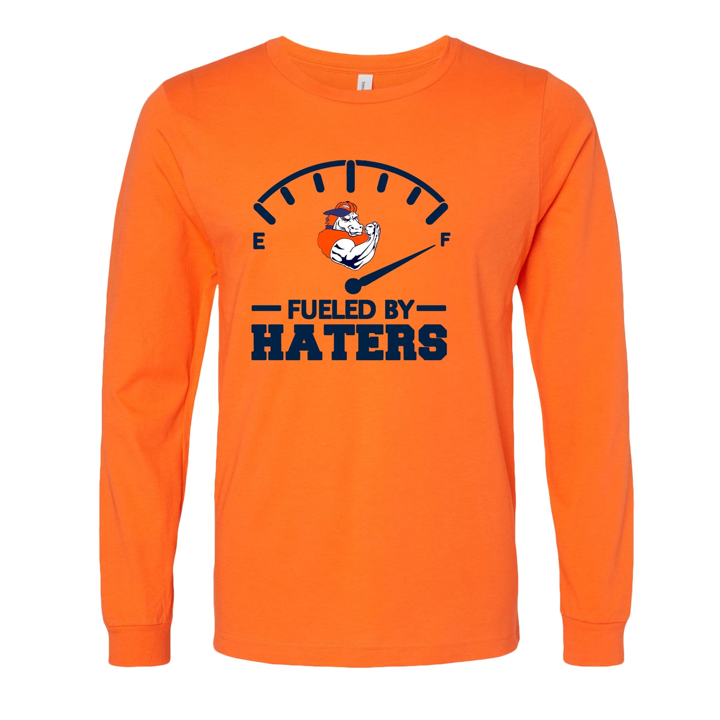 FUELED BY HATERS Denver Football Game Day Tee Navy & Orange