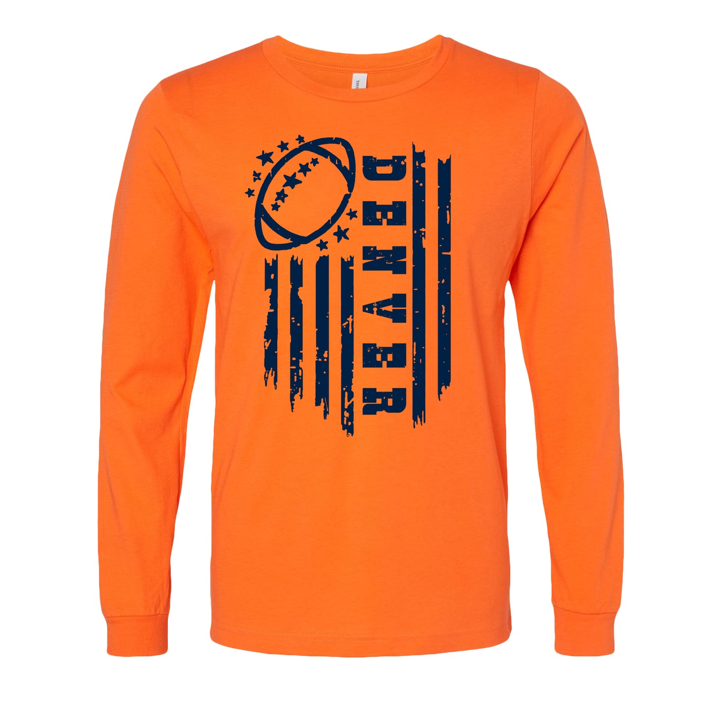 Denver Football Game Day Tee Navy & Orange Flag