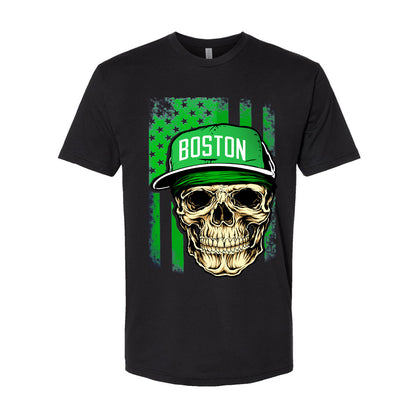 Boston Basketball Team Skull Green Flag Sports Fan Apparel