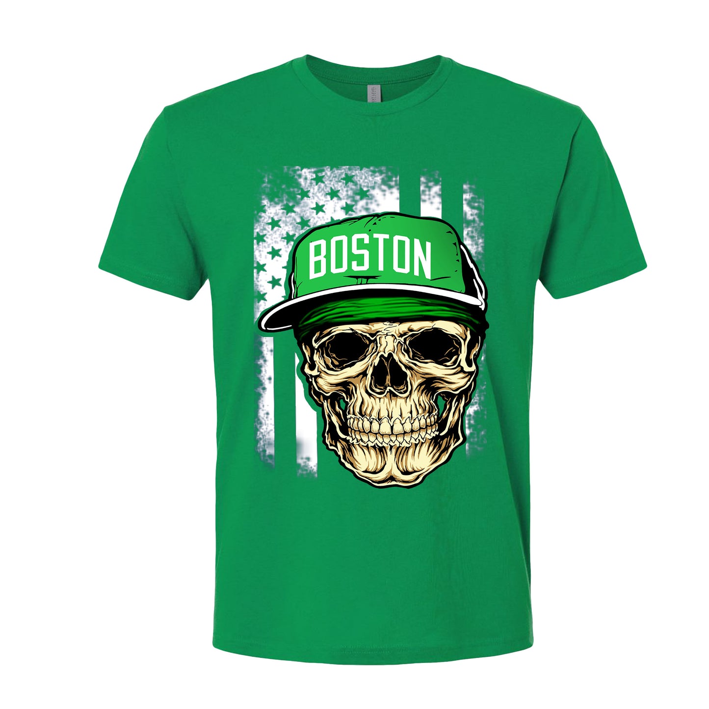 Boston Basketball Team Skull Green Flag Sports Fan Apparel