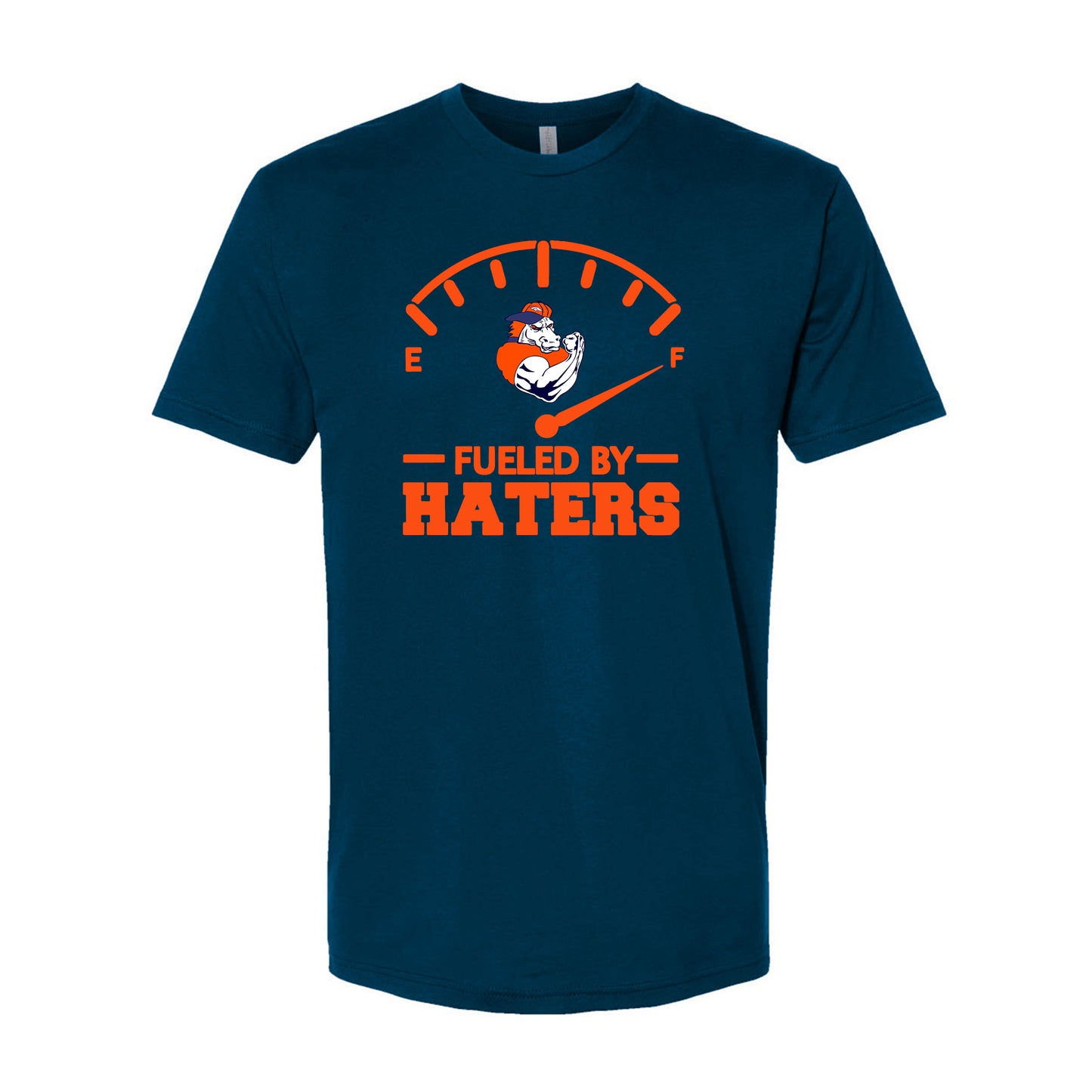 FUELED BY HATERS Denver Football Game Day Tee Navy & Orange