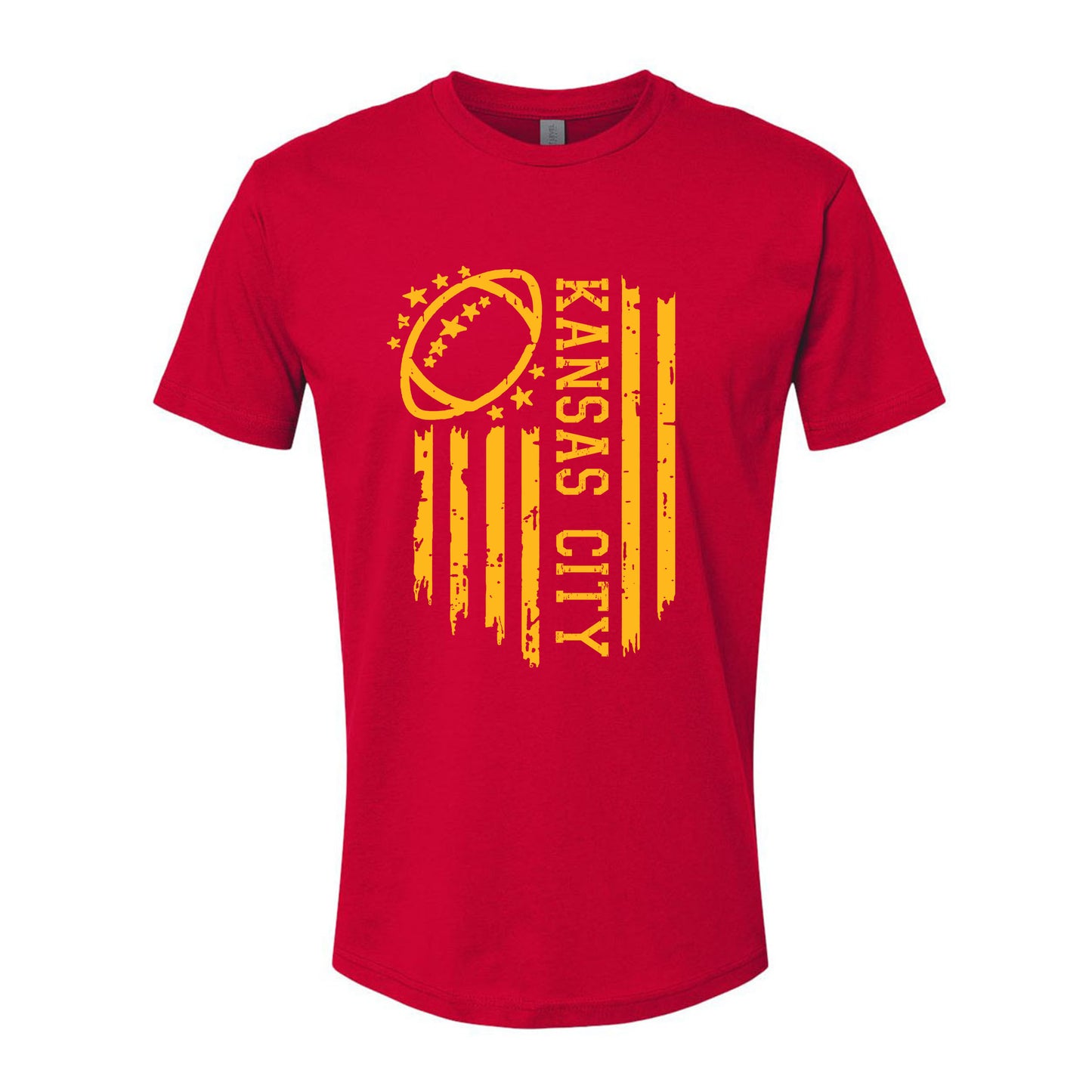 Kansas City Football Fans Red and Gold American Flag