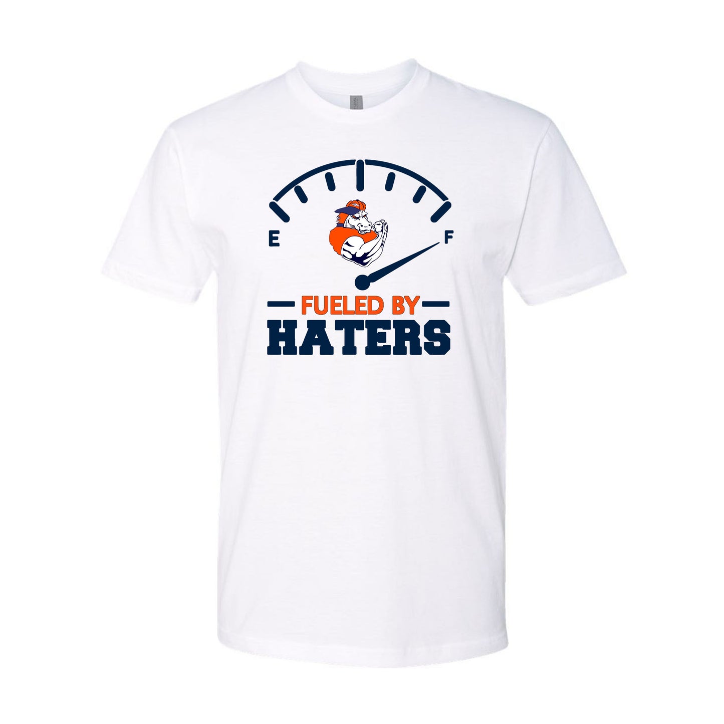 FUELED BY HATERS Denver Football Game Day Tee Navy & Orange