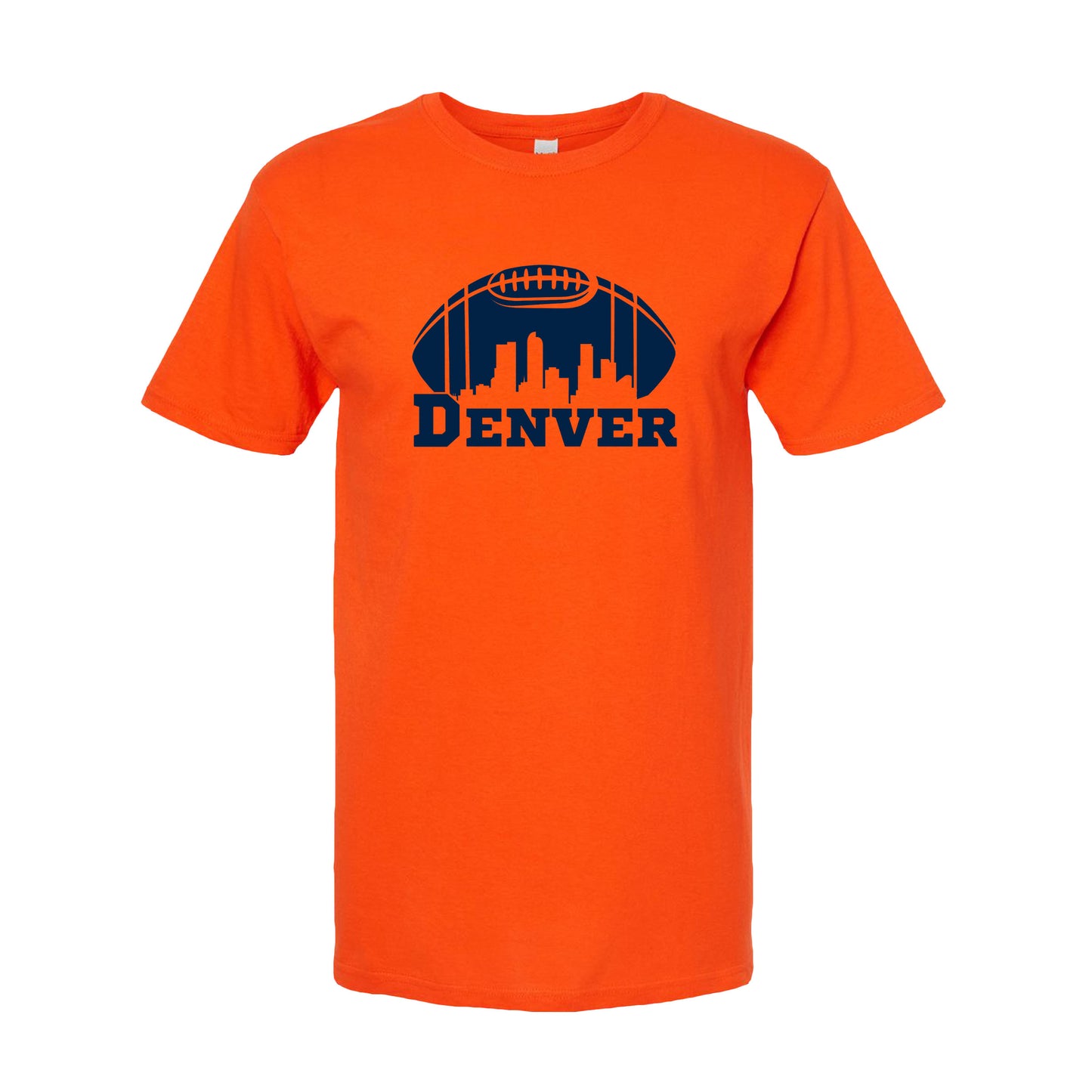 Denver Football Game Day Tee Navy & Orange Skylne