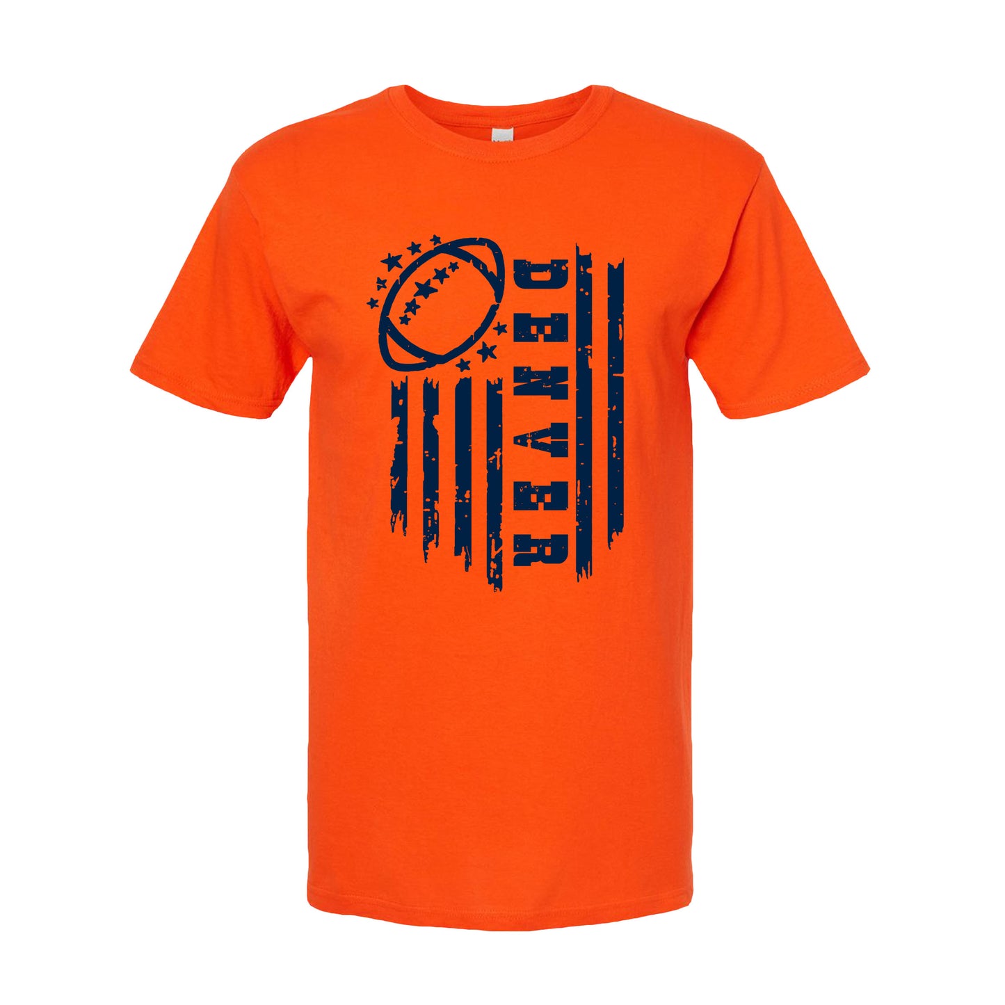 Denver Football Game Day Tee Navy & Orange Flag