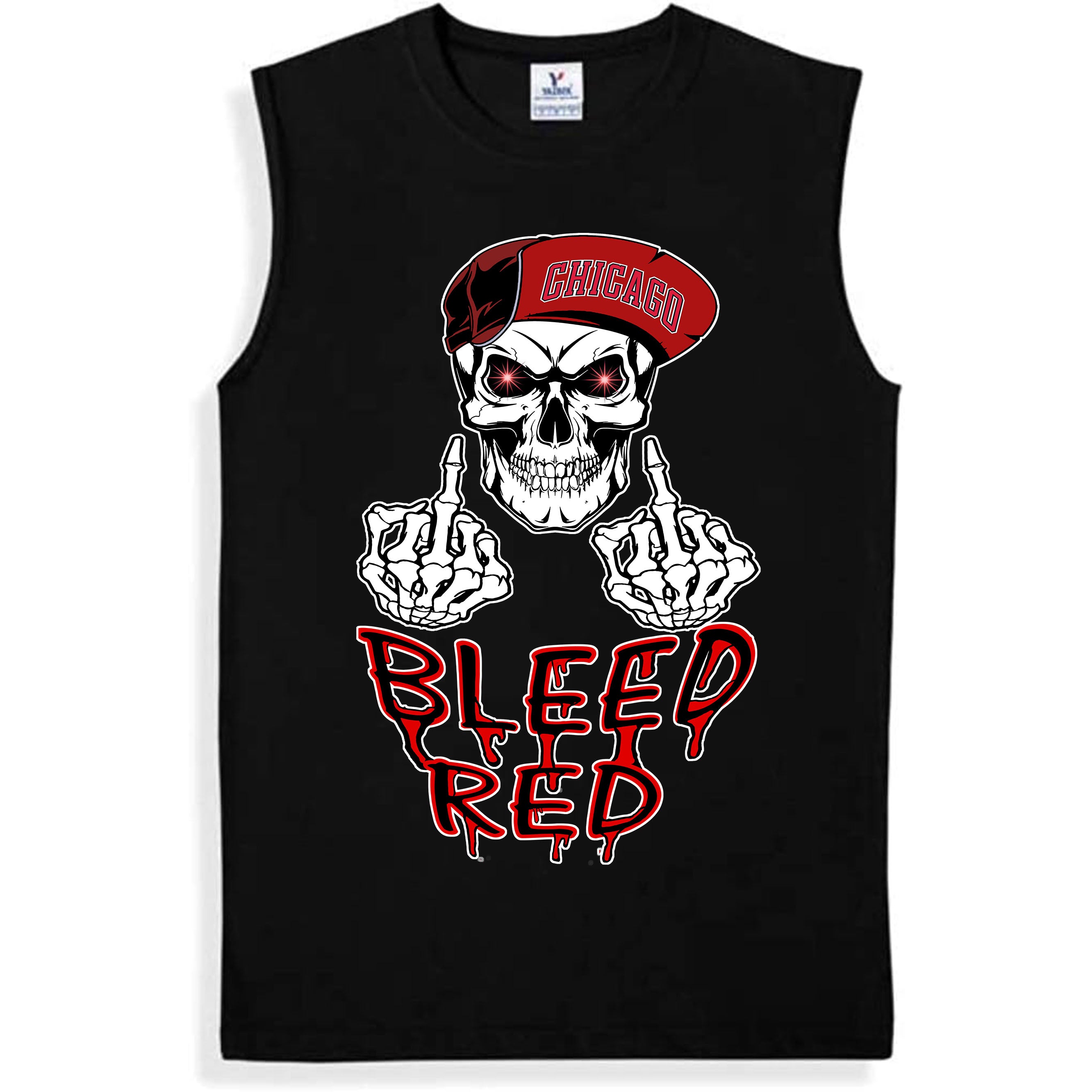 Chicago Basketball Bleed Red Skull With cool Hat