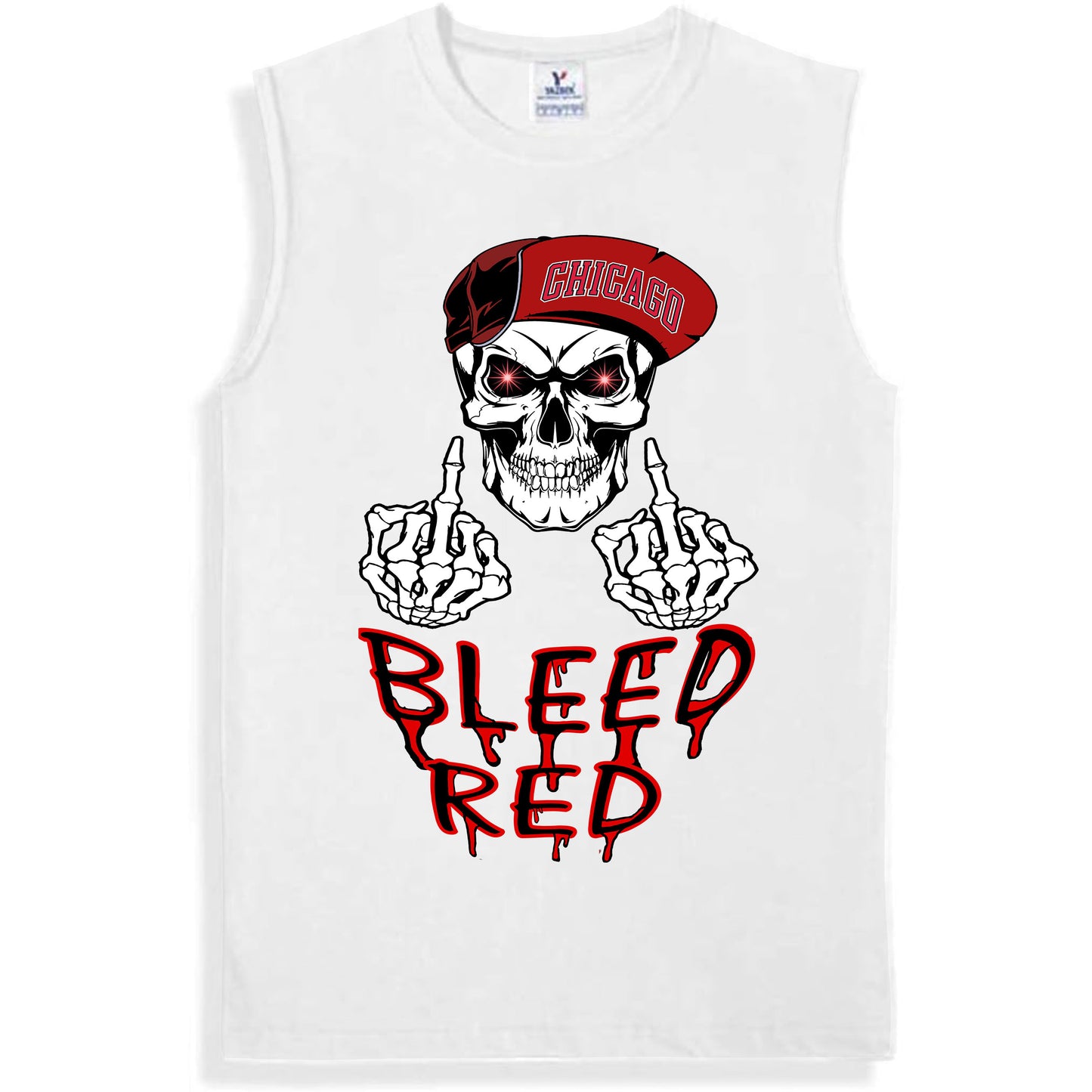 Chicago Basketball Bleed Red Skull With cool Hat