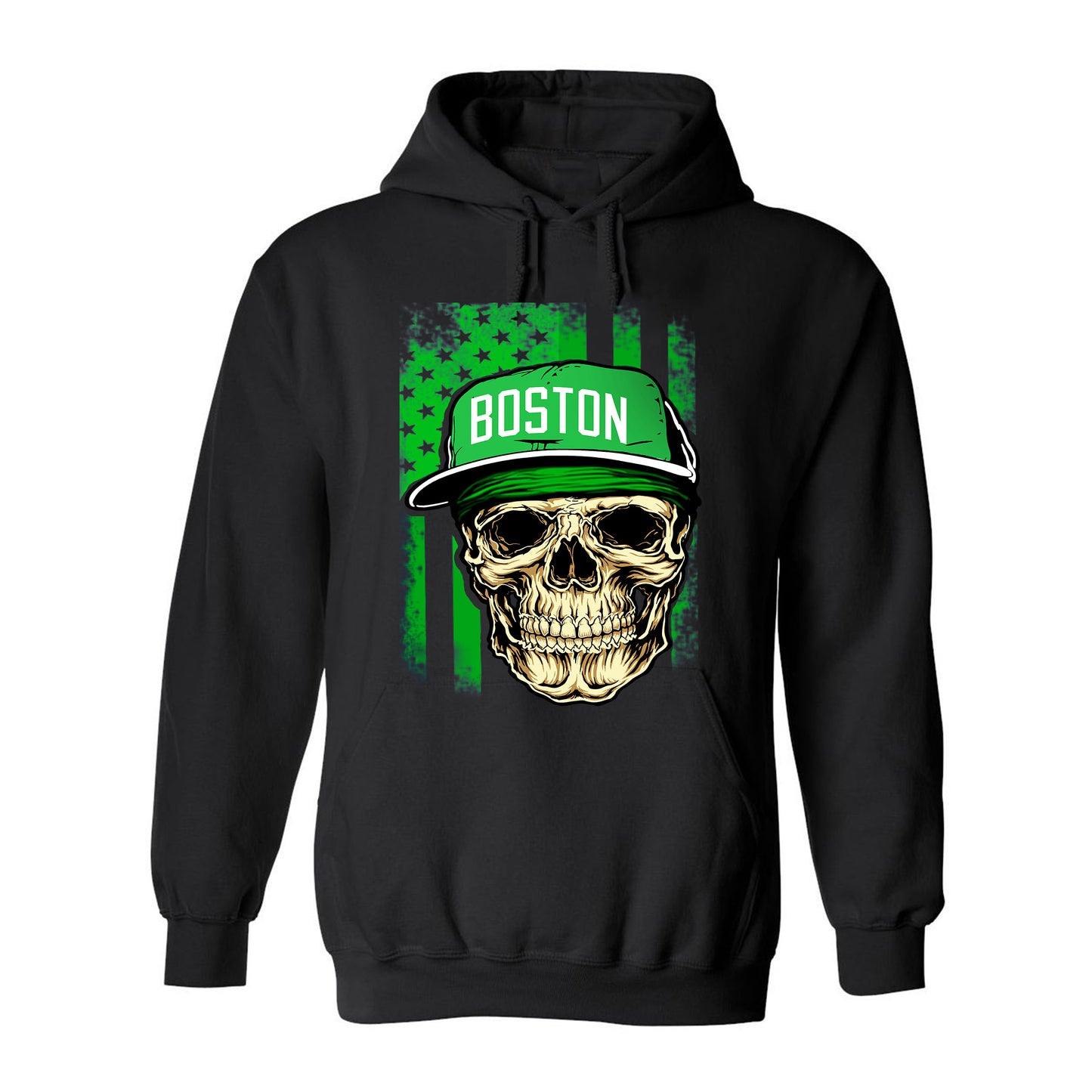 Boston Basketball Team Skull Green Flag Sports Fan Apparel