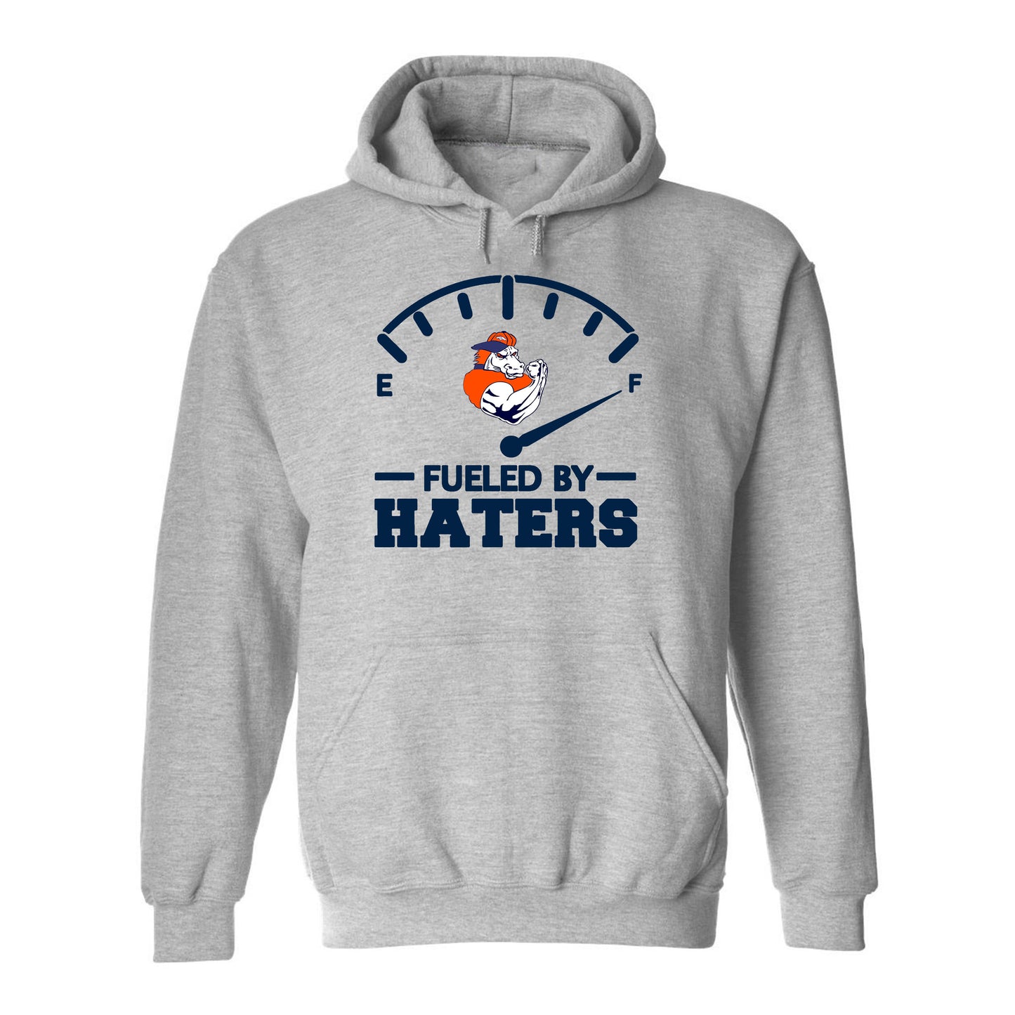 FUELED BY HATERS Denver Football Game Day Tee Navy & Orange