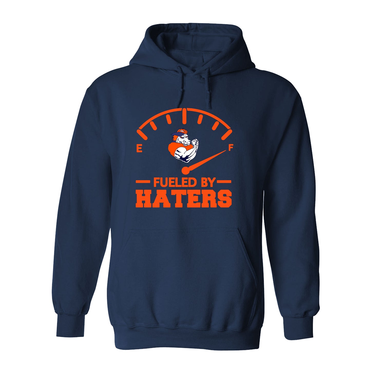 FUELED BY HATERS Denver Football Game Day Tee Navy & Orange