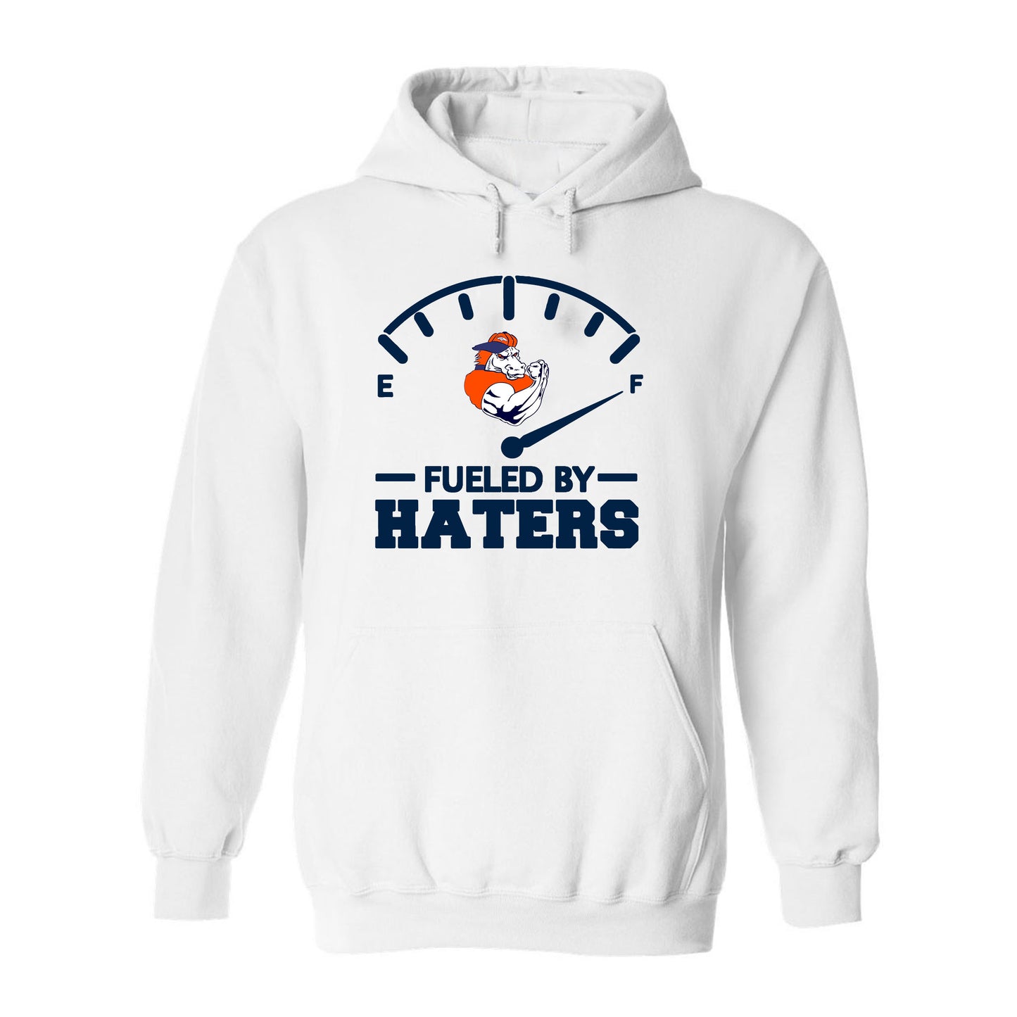 FUELED BY HATERS Denver Football Game Day Tee Navy & Orange